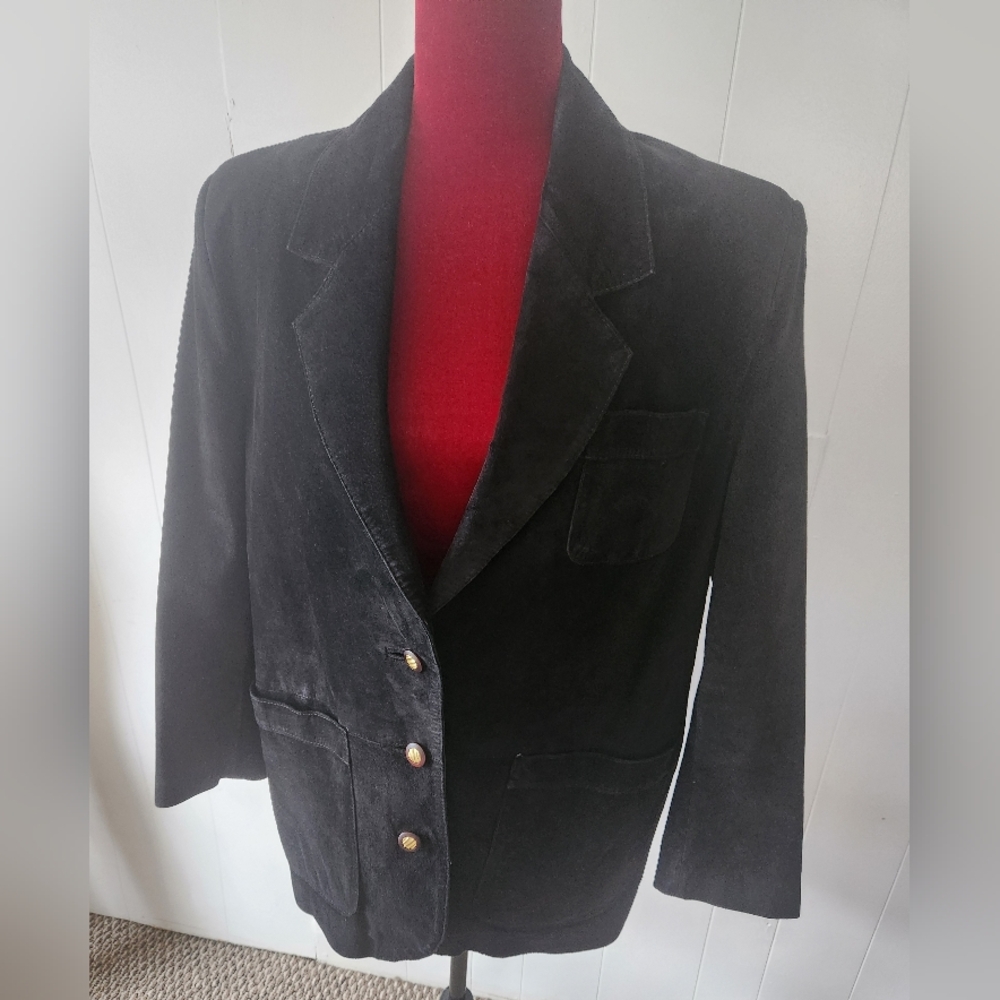 Forenza Black Suede Blazer Size Medium Grunge VTG